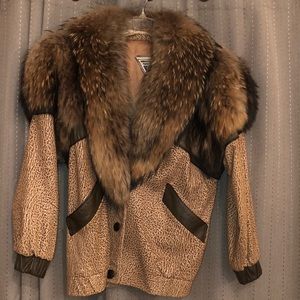 Leather and fur jacket